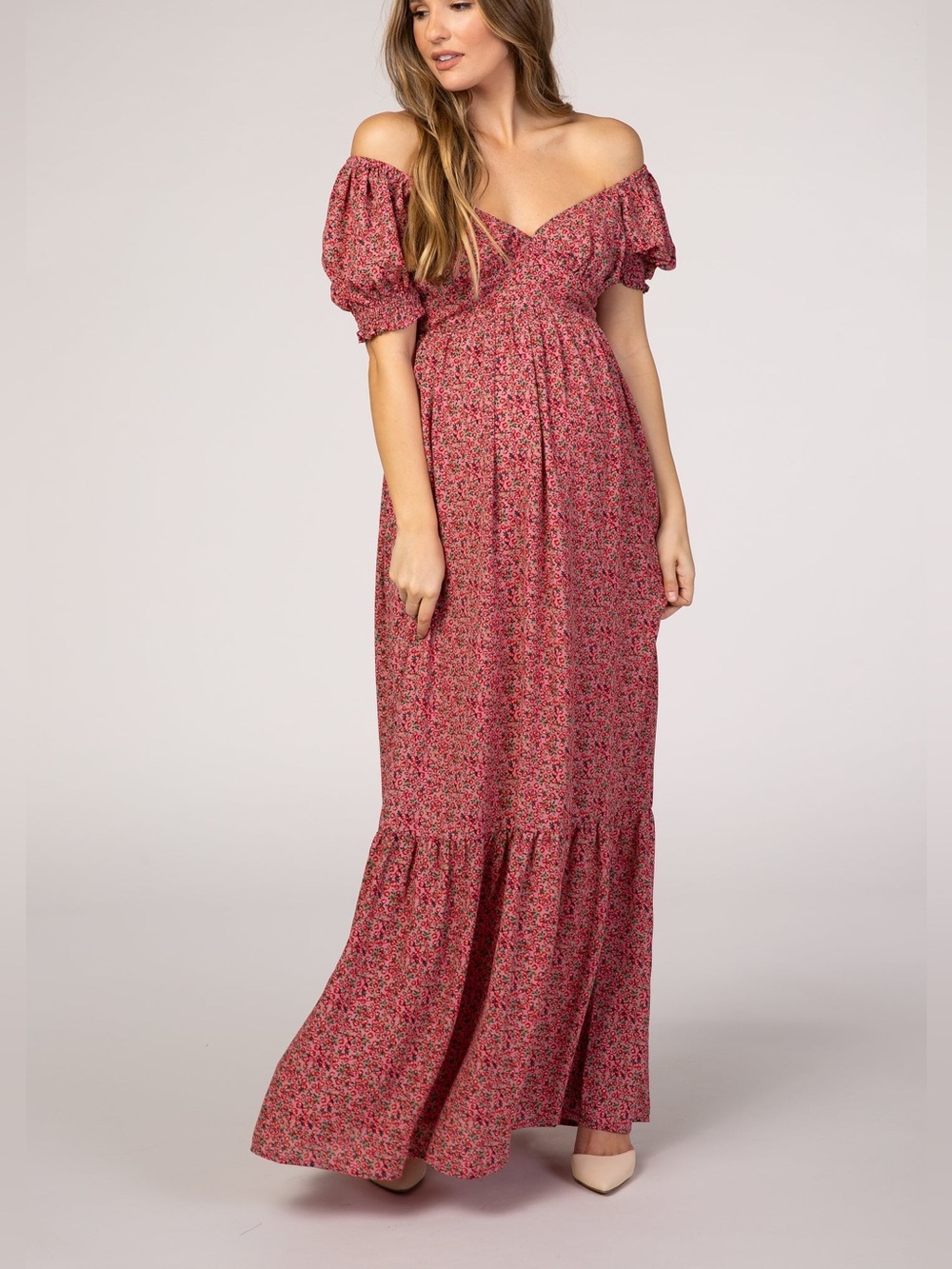 Pinkblush Pink Floral Puff Sleeve Maxi Dress